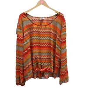 dizzire multi colored zigzags long sleeve shirt